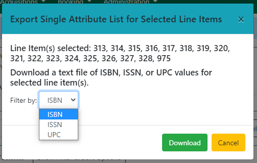Export Attribute List Modal