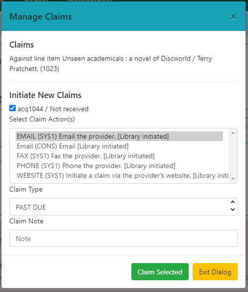 Claim Policy Modal