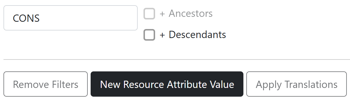 Button for creating a new resource attribute value.