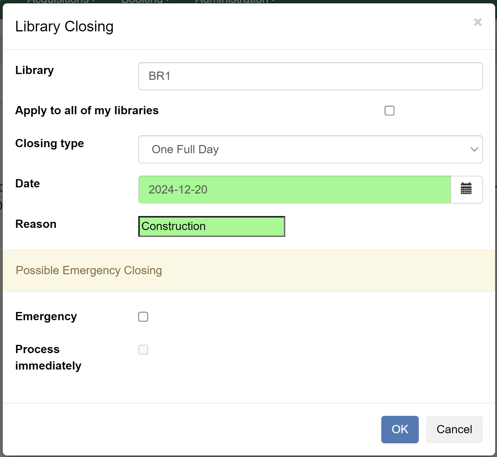 Create Closing for One Full Day