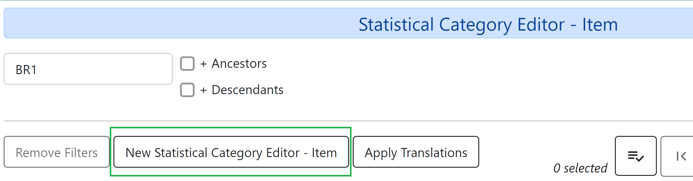 Create new item stat cat
