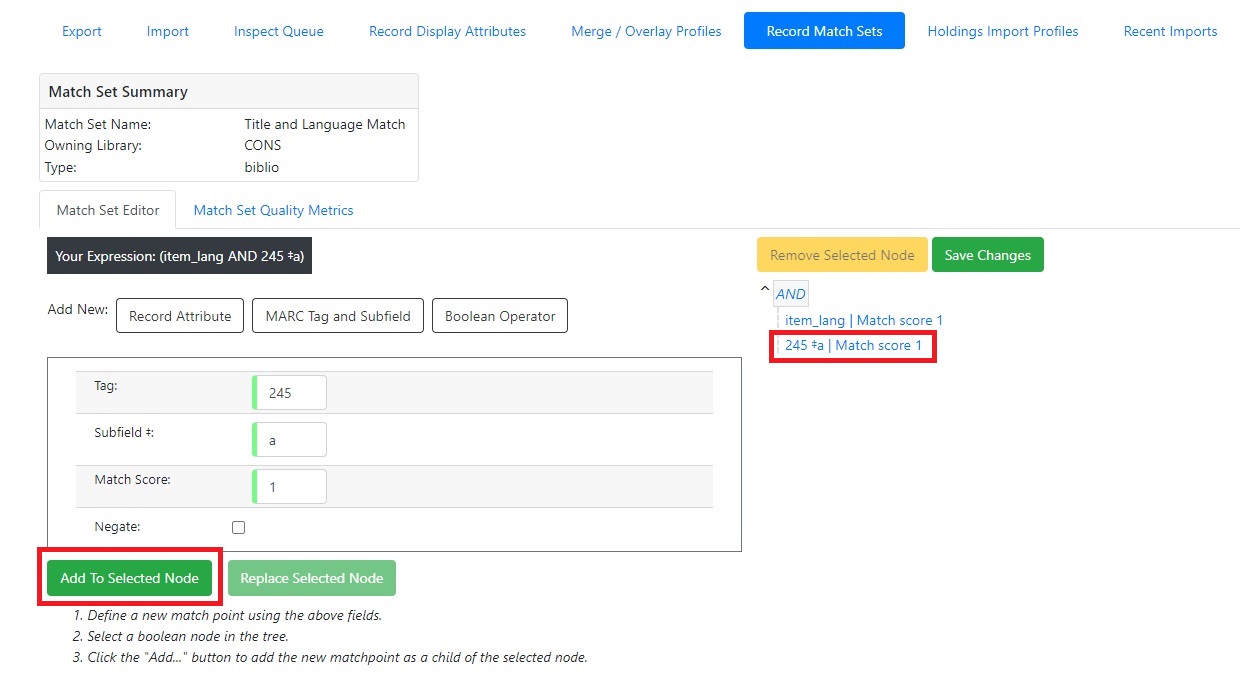 MARC Tag and Subfield