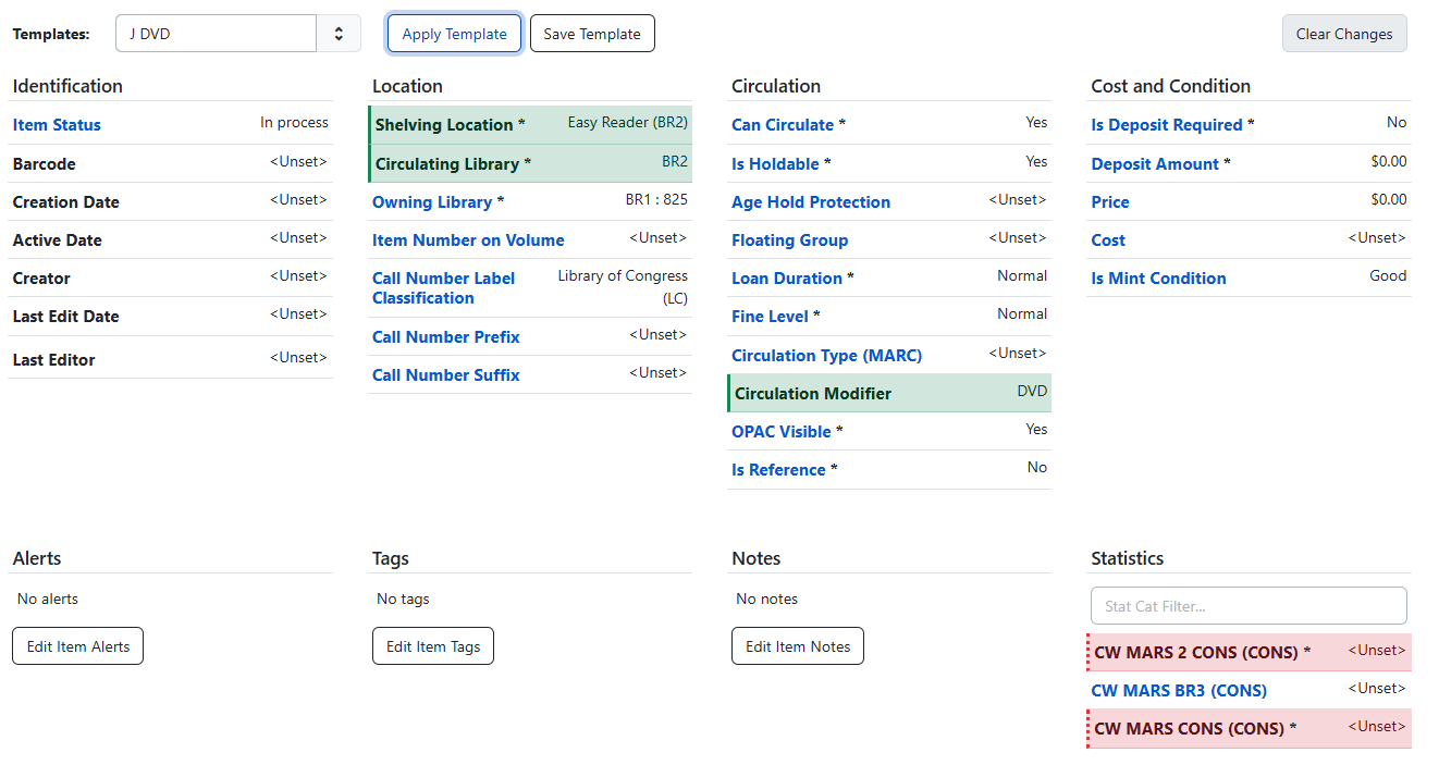 Appending Holdings Templates - first template