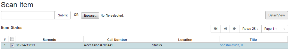 Recent Circ History option in the Detail view.
