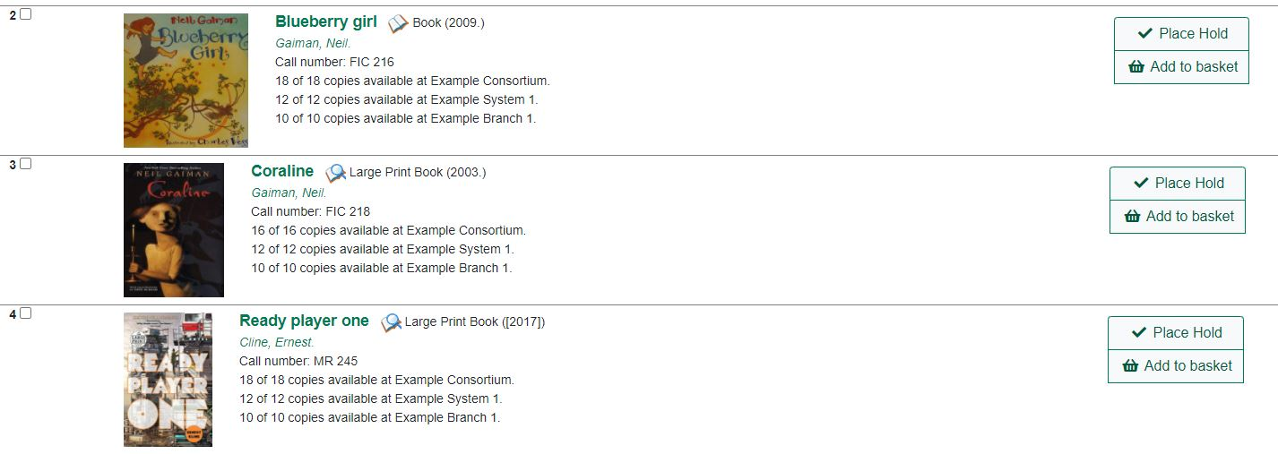 search results quantity